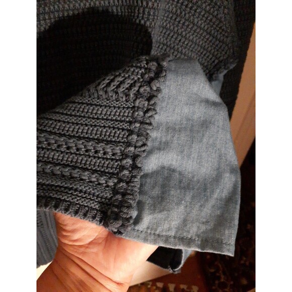 Coldwater Creek top LARGE Blue Textured Knit Contrast Trim Pullover Sweater L - Picture 4 of 8